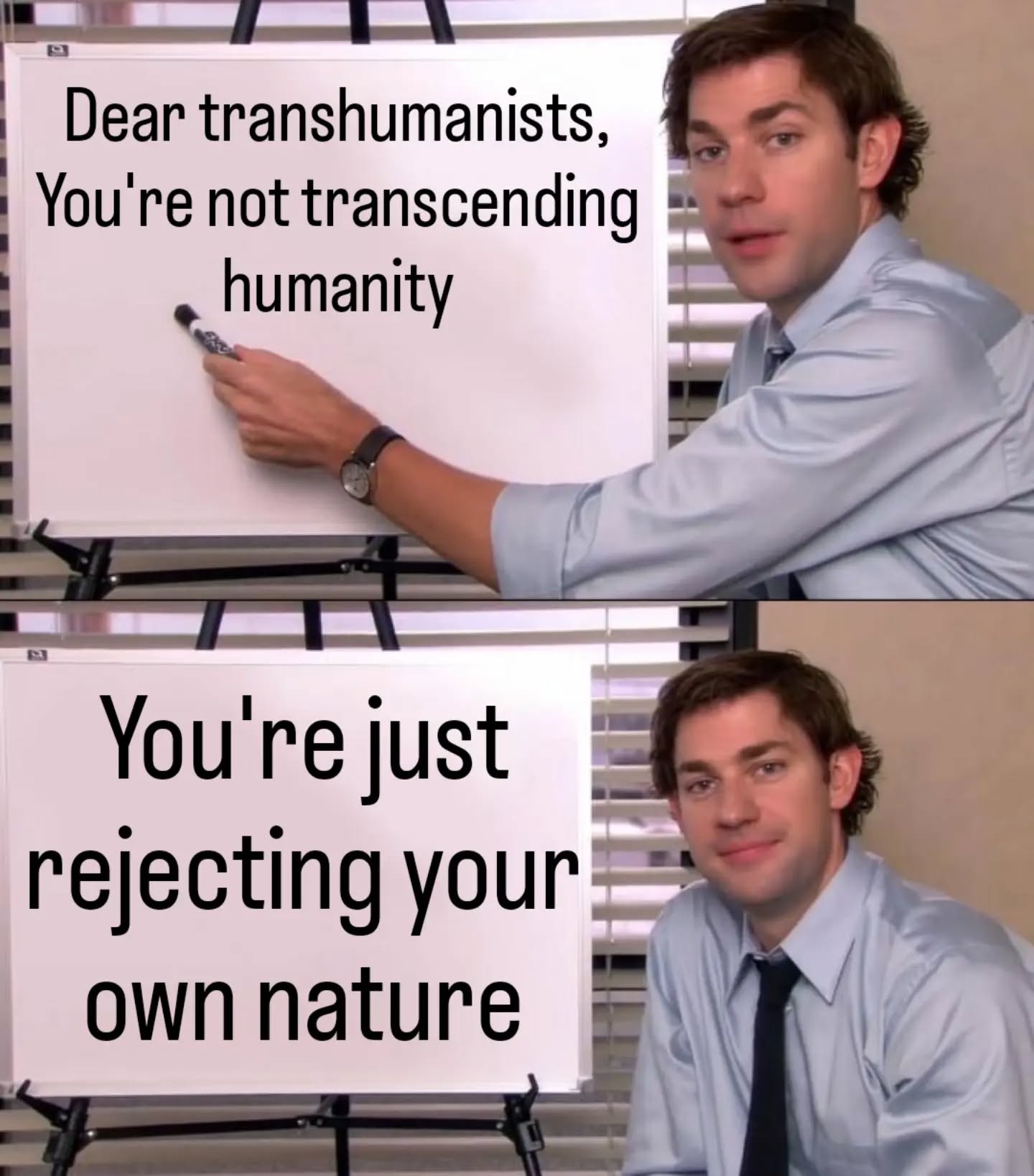 You are divine. Created in God's image. You don't need to add anything. You need to strip away illusions and barriers to realizing your divine nature.

#memes #meme #transhumanism #spirituality #spiritualmeme