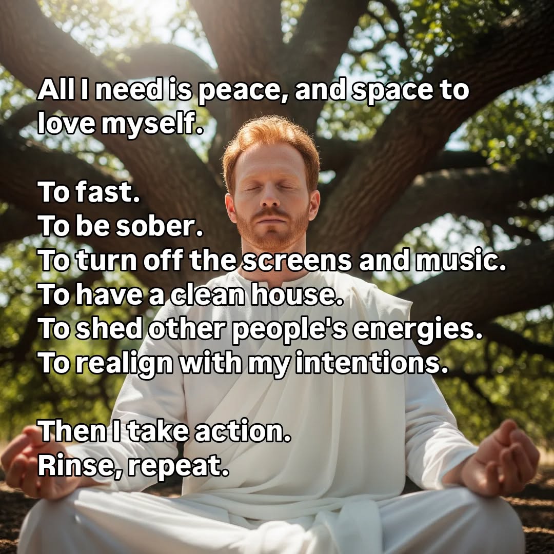 I don't need more friends to feel connection. I don't need food or drugs to fill me up. I don't need to quit or run from a challenging path of my choosing.

Yes, it's painful. Yes, it's hard. That's the medicine.

There are times for pleasure and indulgence. Times for friends, food, etc.. but without fasting there is no balance or happiness. These come from within. From choosing to fast and sit with the accumulated imbalances, until they settle back into harmony.

#spirituality #sober #meditation #healing #innerpeace #alignment