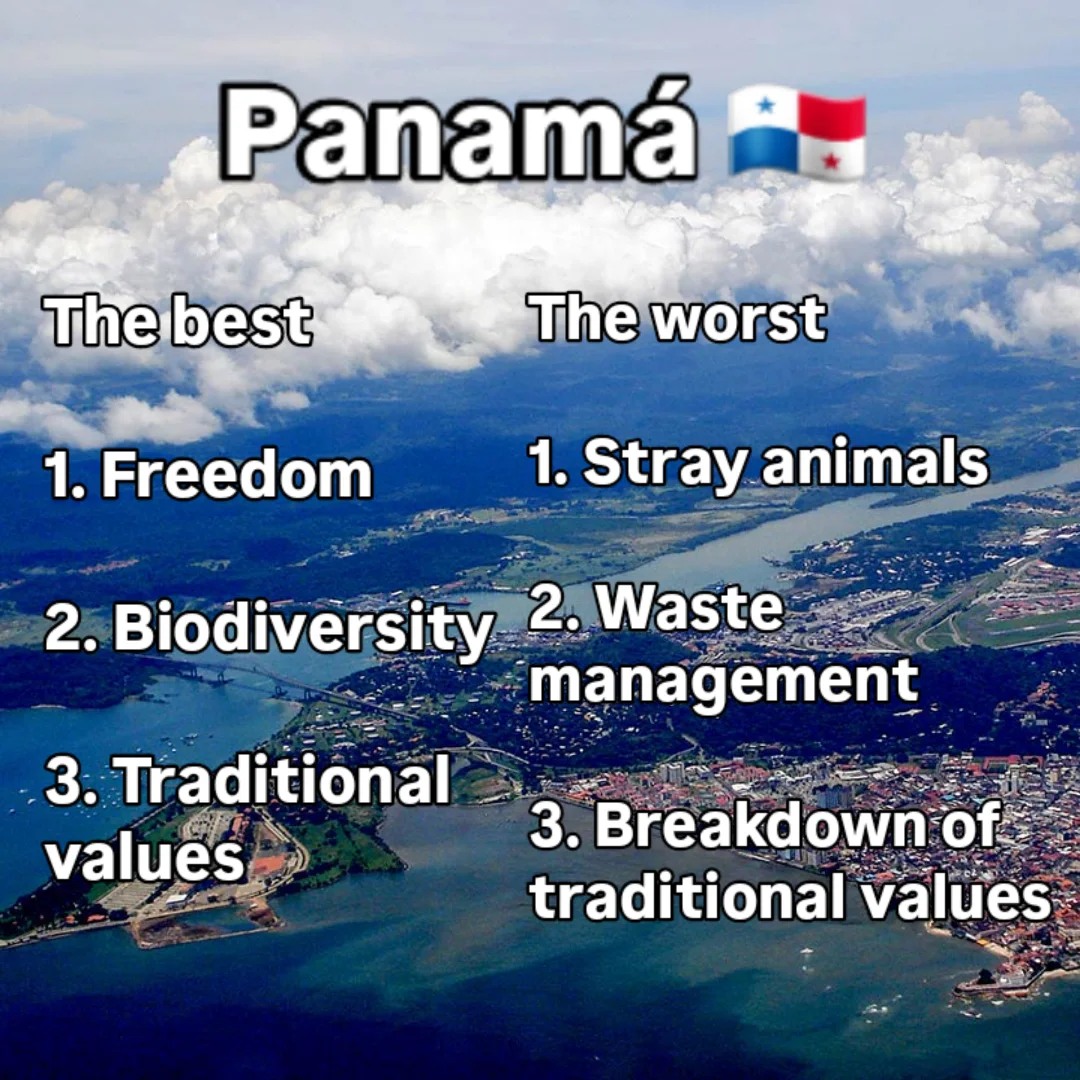 I'm inspired to write this as another trash day goes by without a pickup, and I bring the trash bag back in so the stray dogs don't tear it open. I love Panama, just sharing some authentic feelings.

The family values are wild. They have been so strong and you see so many multi generational households helping each other... and also so many families caught in endless dramatic feuds.

But all said, this place is still paradise. So much pristine nature, and so many people (especially viejos) who appreciate it! And real freedom. Priceless.

#vivapanamÃ¡ #panama #authentic #family #familyvalues