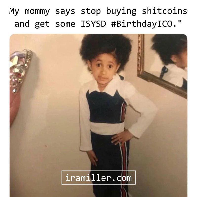 Stop buying #shitcoins and get some ISYSD at iramiller.com #BirthdayICO #bitcoin #ethereum #dash