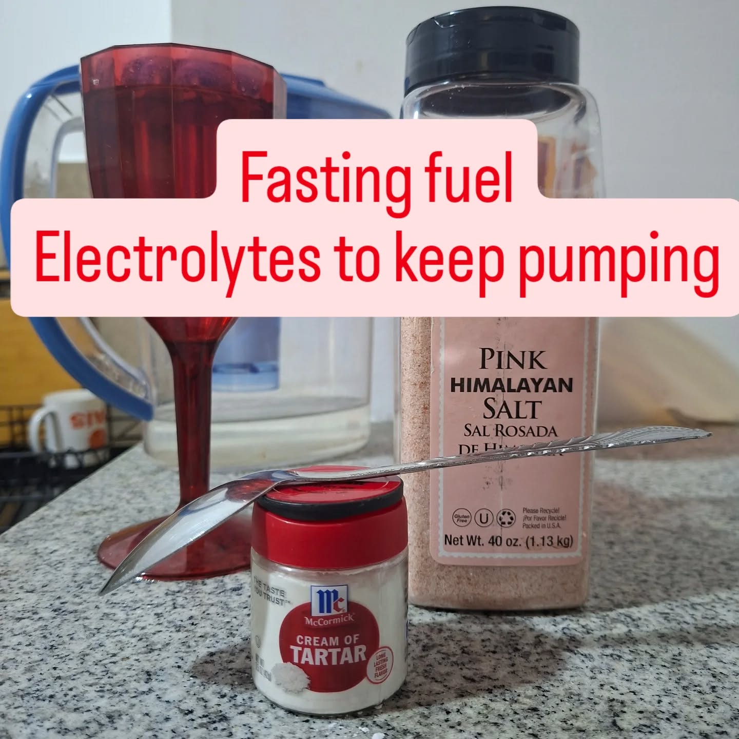 Water + salt + cream of tartar = keto Gatorade
Sodium and potassium to keep going without calories. Hammer the salt and take it easy with the tartar.
#fasting #holistichealth #electrolytes #fitness #keto