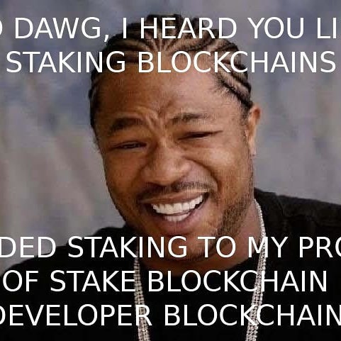 Yo dawg, I heard you like #staking #blockchains. I added staking to my proof of stake #blockchain developer #blockchain. https://t.co/GVyWy69K1W #BirthdayICO #ICO #bitcoin #ethereum #dash #cryptocurrency